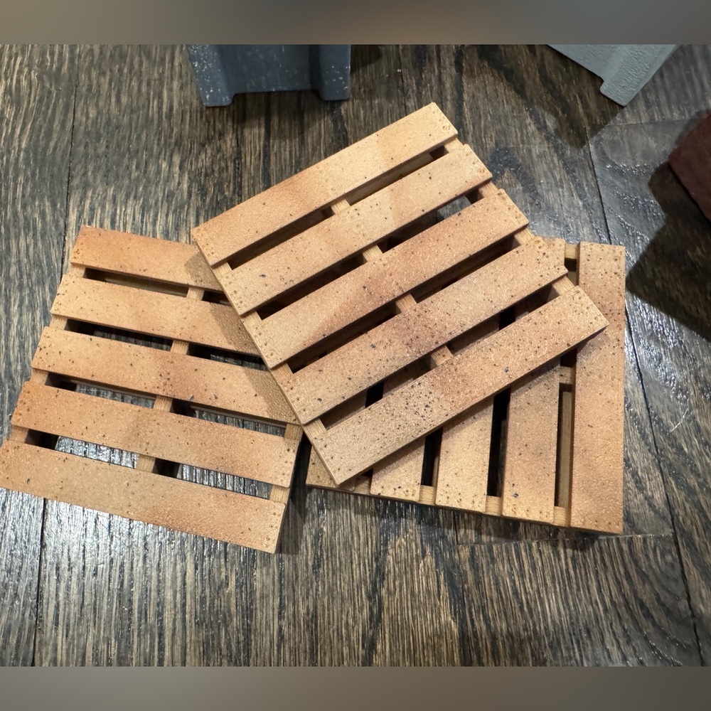 3 Mini Pallet Coasters – 3D Printed Rustic Style Set of 3